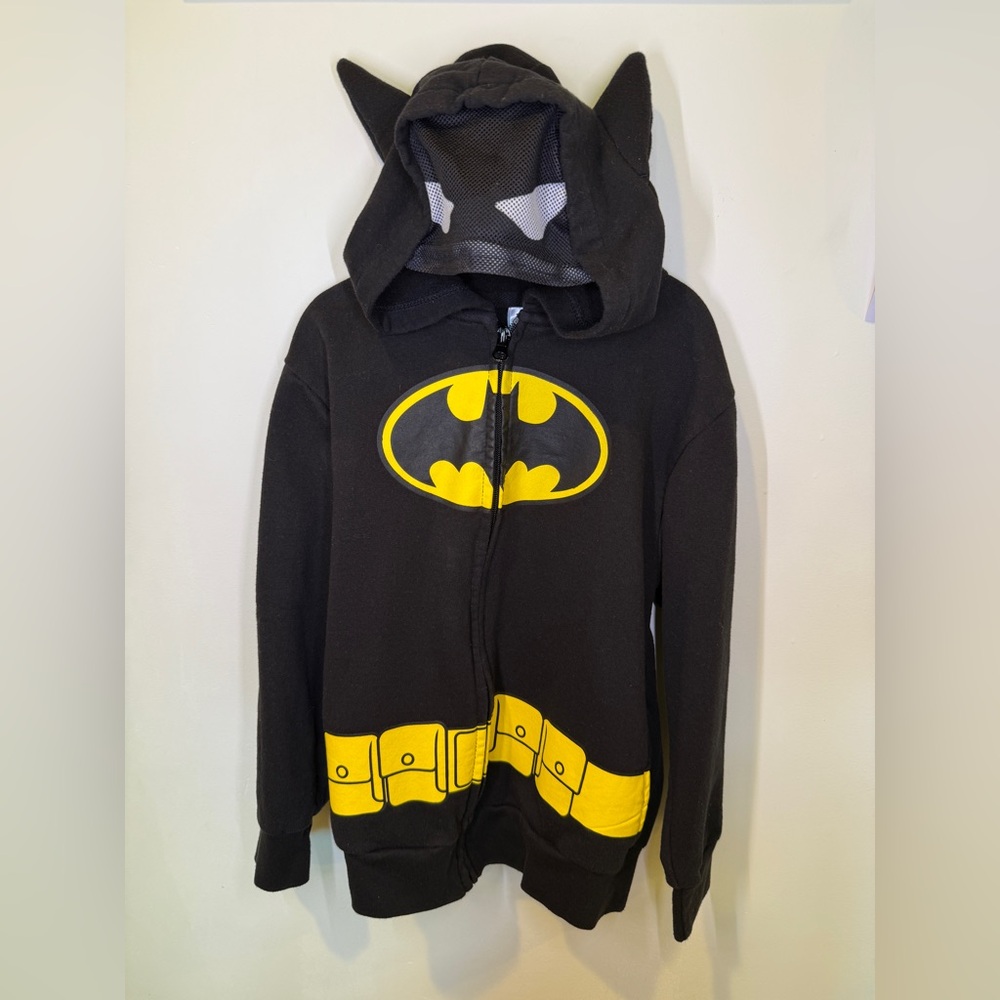 Batman Zip Up Hoodie with Built-in Eye Mask, kids size SM